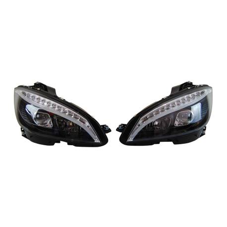 Faros Delanteros Luz De Dia Mercedes W204 '07-'10 Black Int. led