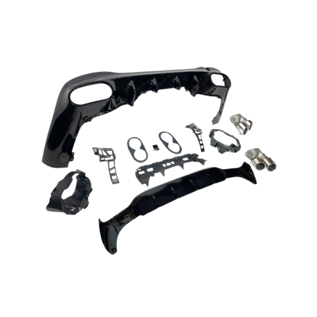 Difusor Trasero Mercedes W118 CLA Look A45 Negro Brillo