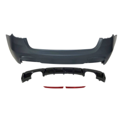 Paragolpes Trasero BMW F31 Look M Performance 2 Salidas doble Brillante Negro