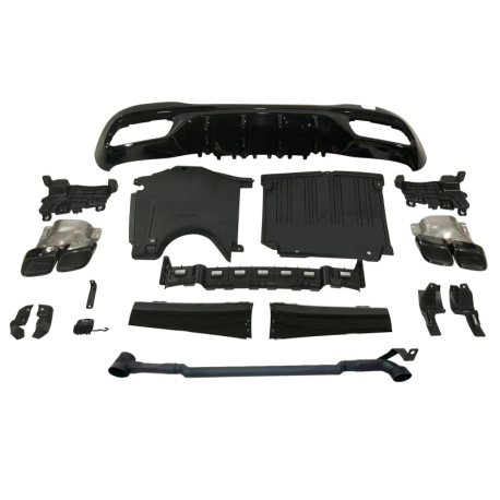 Difusor Trasero Mercedes W206 Sedan / SW Look C63 de 1 salida a 2 salidas