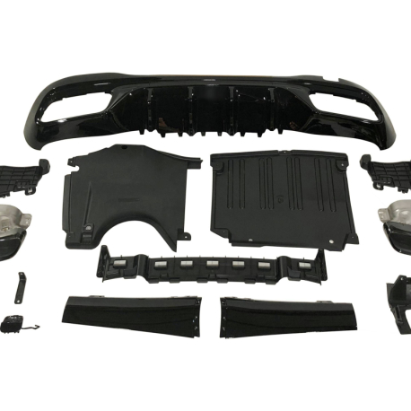 Difusor Trasero Mercedes W206 Sedan / SW Look C63 de 1 salida a 2 salidas