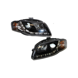 Faros Delanteros Luz De Dia Audi A4 '05-08 Black