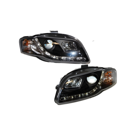 Faros Delanteros Luz De Dia Audi A4 '05-08 Black