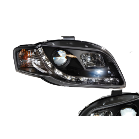 Faros Delanteros Luz De Dia Audi A4 '05-08 Black