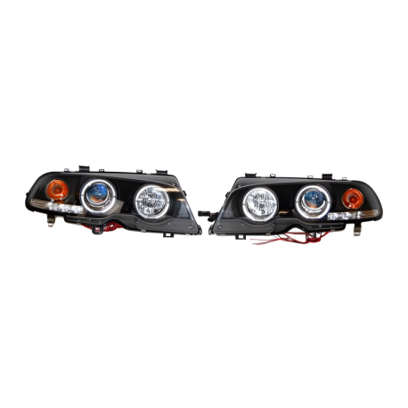 Faros Delanteros Ojos De Angel BMW E46 '99-02 2P. Elect. Black Mod.II