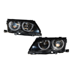 Faros Delanteros Ojos De Angel BMW E46 '02/'05 4P. Elect. Black