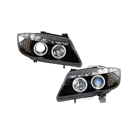 Faros Delanteros Luz De Dia BMW E90 05-08 Black Intermitente Led