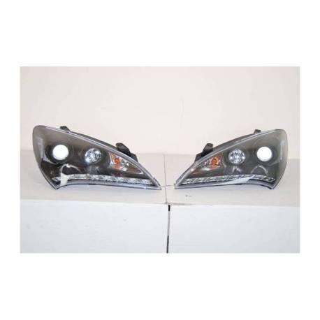 Faros Delanteros Hyundai Genesis 2P 08-11, Black, Luz De Dia