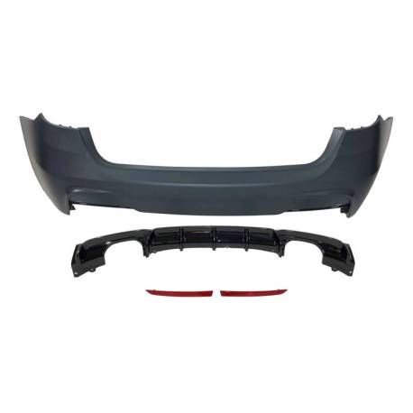 Paragolpes Trasero BMW F31 Look M Performance 2 Salidas doble Brillante Negro