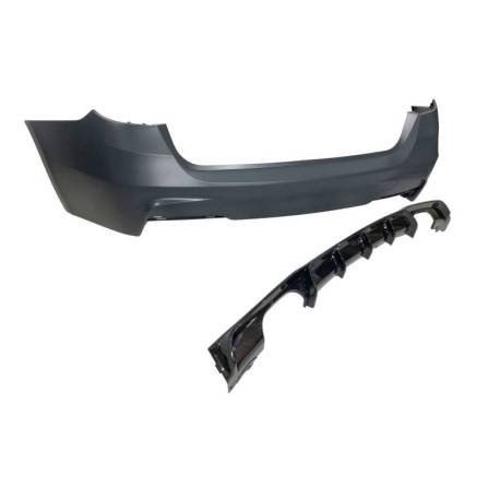 Paragolpes Trasero BMW F31 Look M Performance 2 Salidas doble Brillante Negro