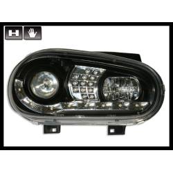 Faros Delanteros Luz De Dia Volkswagen Golf 4 Black Intermitente Led