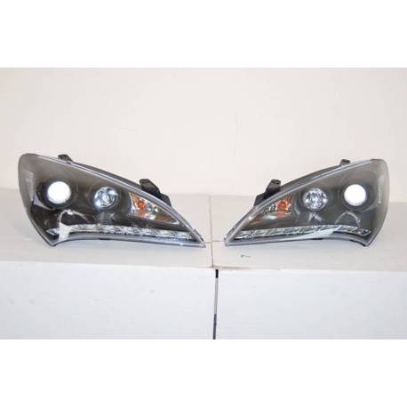 Faros Delanteros Hyundai Genesis 2P 08-11, Black, Luz De Dia