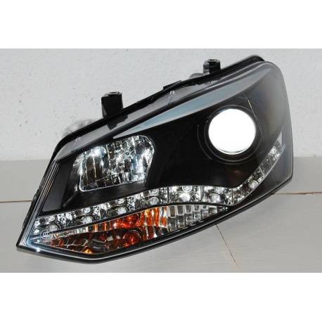 Faros Delanteros Luz De Dia Volkswagen Polo '10, Black