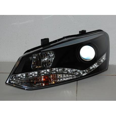 Faros Delanteros Luz De Dia Volkswagen Polo '10, Black