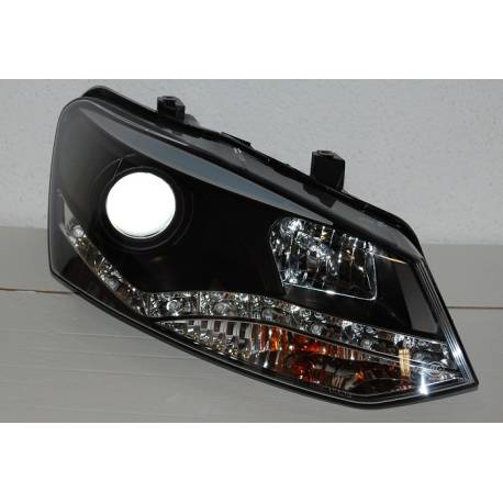 Faros Delanteros Luz De Dia Volkswagen Polo '10, Black