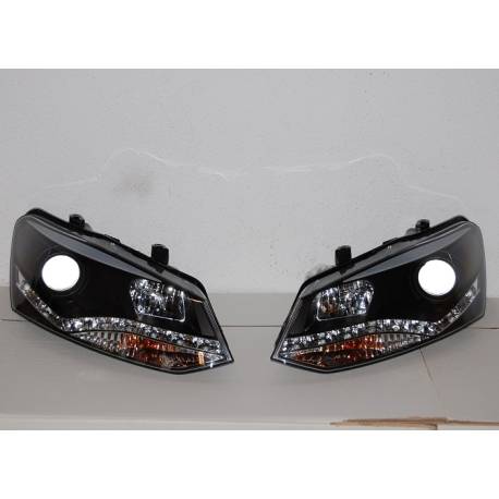 Faros Delanteros Luz De Dia Volkswagen Polo '10, Black