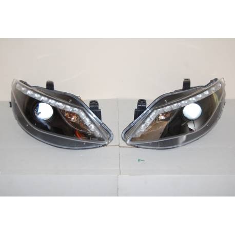 Faros Delanteros Seat Ibiza 09 Luz Dia Black Interm. Led