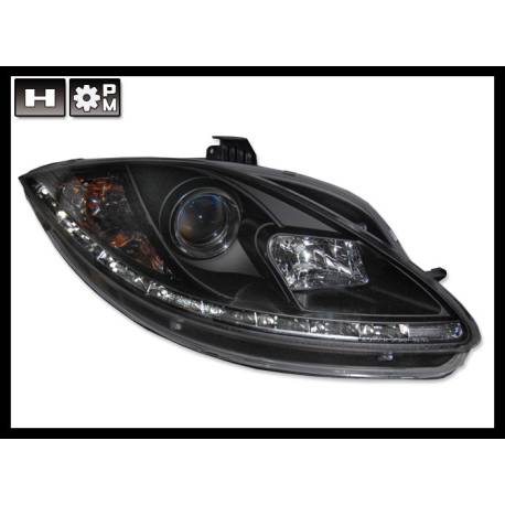 Faros Delanteros Seat Leon 05-08 Black Luz De Dia Real