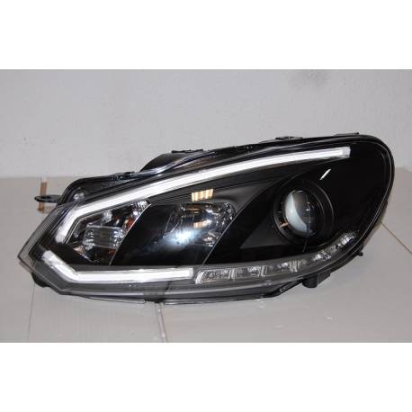 Faros Delanteros Luz De Dia Real Volkswagen Golf 6 2009-2012 Black