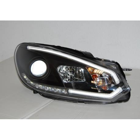 Faros Delanteros Luz De Dia Real Volkswagen Golf 6 2009-2012 Black