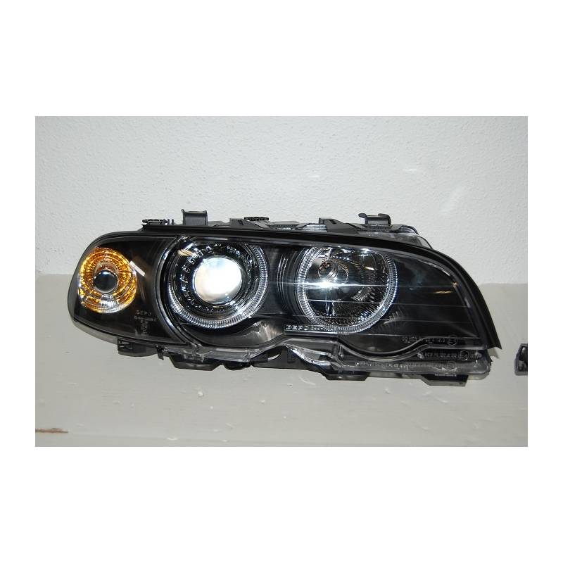 Faros Delanteros Ojos De Angel BMW E46 '02/'05 4P. Elect. Black