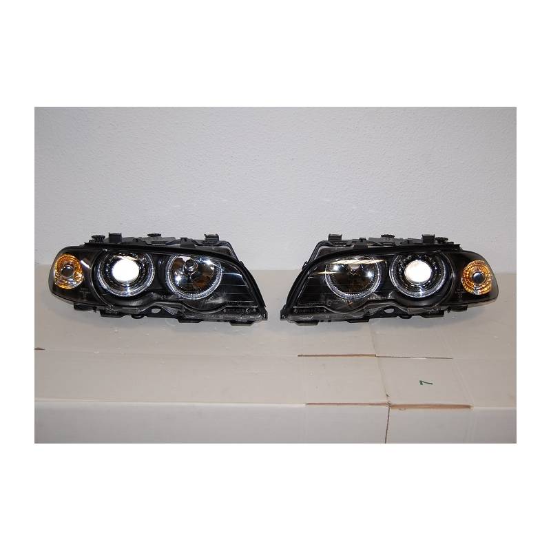 Faros Delanteros Ojos De Angel BMW E46 '99-02 2P. Black - AGM Performance