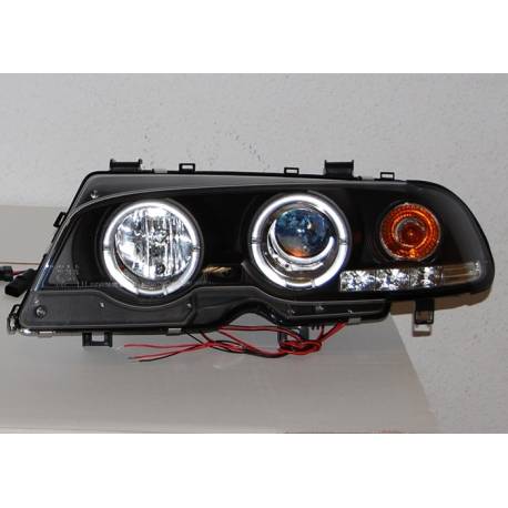 Faros Delanteros Ojos De Angel BMW E46 '99-02 2P. Elect. Black Mod.II